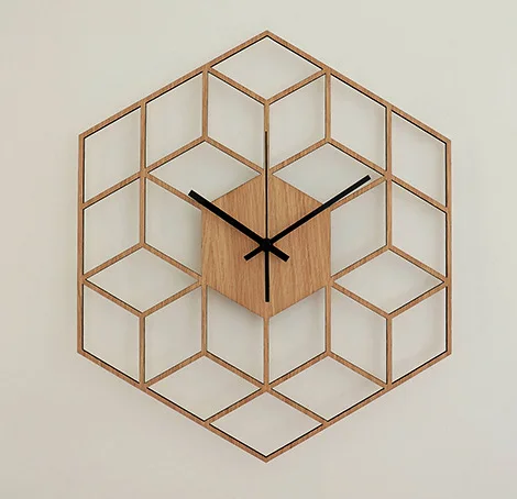 

Fashion creative modern geometric wall clock wooden clock