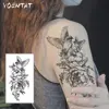 Waterproof Temporary Tattoo Sticker Magpie Peony Flower Cute Pattern Body Art Arm Fake Tattoos Sleeve Women Men Chest Waist Legs 3
