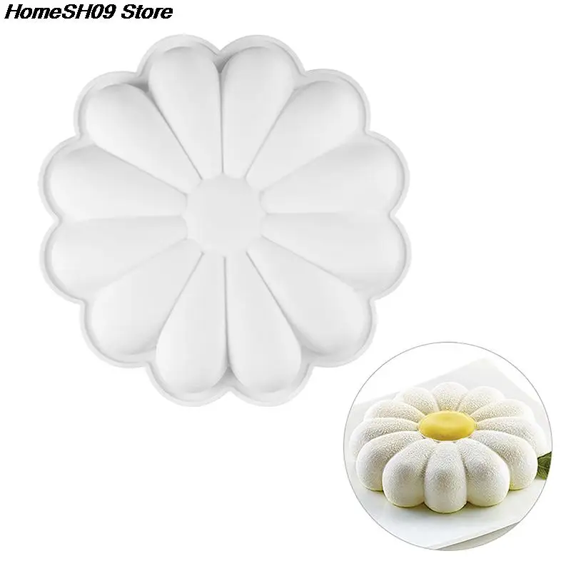 

Sunflower Silicone Cake Molds Bread Pie Flan Tart Molds Large Round Chrysanthemum Shape Non-Stick Baking Trays for Birthday Part