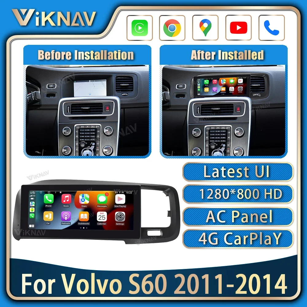 

Android Auto GPS Navigation For Volvo S60 2011-2014 Auto Stereo 8.8inch wireless Carplay Car Radio LCD Multimedia Stereo Player
