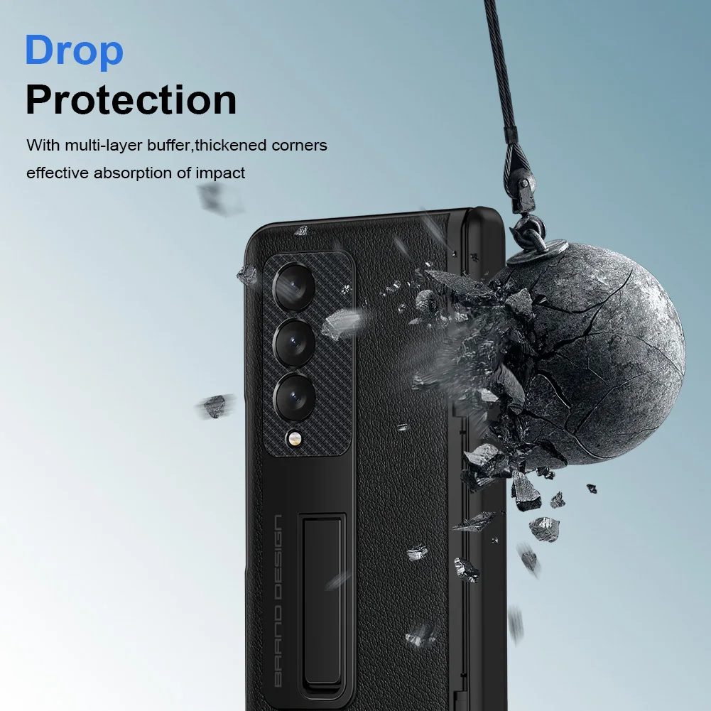 Fold Phone Case For Samsung Galaxy Z Fold 3 Shockproof Full Hinge Protection Case With Stand Screen Protector Shockproof Cover