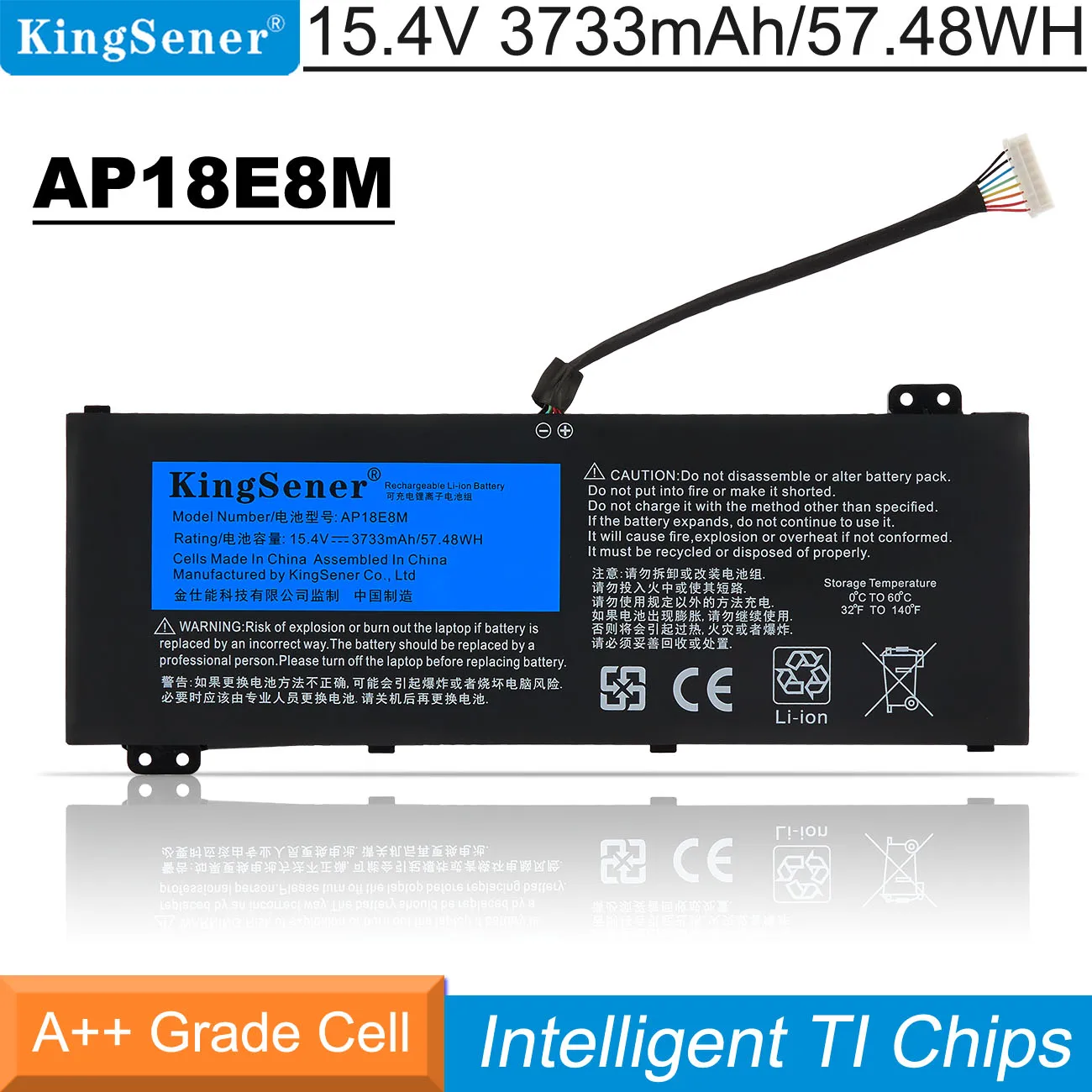 Batteria Per Laptop Kingsener Ap18E8M Per Acer Nitro 5 An515-54 An515-55 An517-51 7 An715-51 Aspire 7 A715-74 A715-74G Serie Ap18E7M