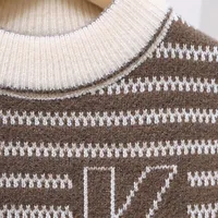 2024 Winter Children's Sweaters Striped Warm Pullover Clothes Kids Boys Long Sleeve Knitted Sweater Baby Thick knitwear 4
