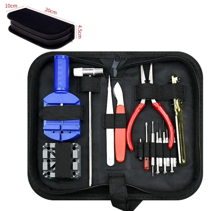 16pcs/set watch repair tool kit for watch back cover opener strap battery replacement or watchpart portable watchmaker tools set