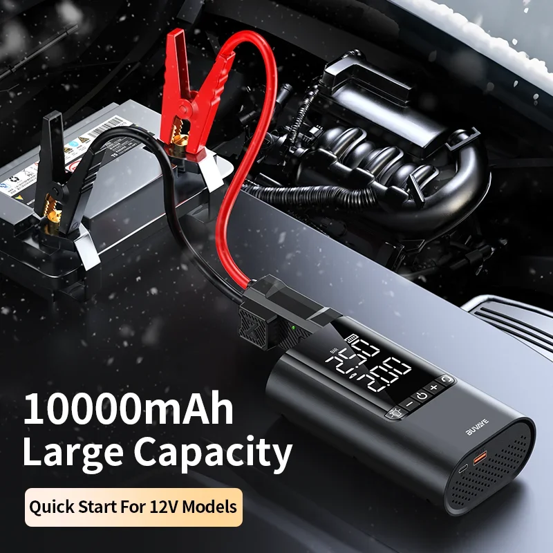 BUVAYE 10000mAh Jump Starter 12V Avviamento batteria per auto con compressore d'aria 150PSI Gonfiatore per pneumatici Scatola di salto portatile per pneumatici per veicoli - immagine 2