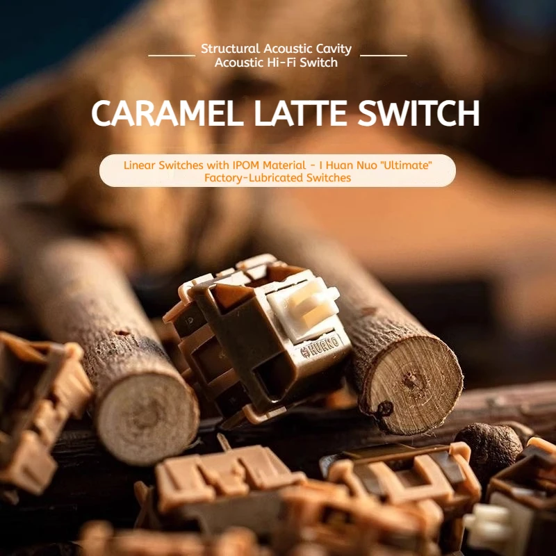 Przełączniki AULA Caramel Latte, smarowane, aktualizacja V4, przełączniki do klawiatury mechanicznej, liniowe, dotykowe, 5-pinowe, hot-swap, DIY, przełączniki HIFI