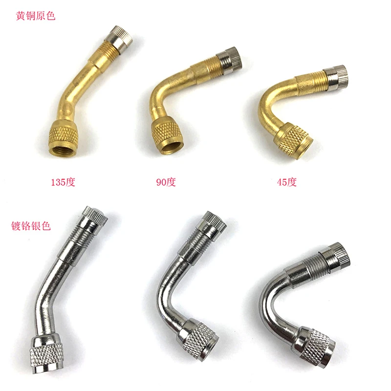 

45/90/135 Degree Angle Chrome Brass Tire Tyre Valve Stem Extension Rod Tube For Auto Car Motorcycle Mountain Bike Bicycle Wheel