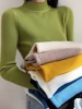الخريف الشتاء وهمية الرقبة المرأة سترة Vintage الأساسية الصلبة محبوك القمم عادية سليم البلوز البلوزات الكورية بسيطة شيك لاعبا