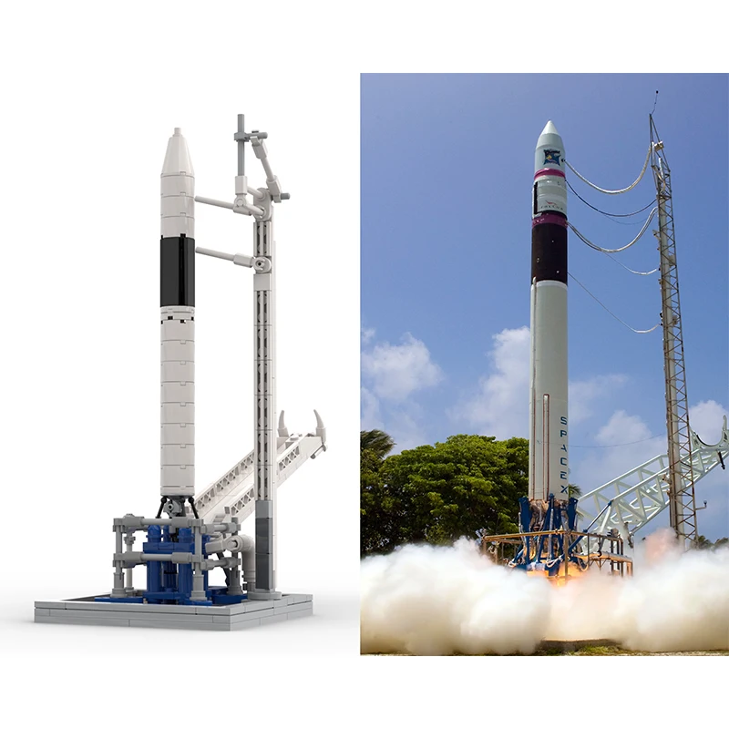 Buildmoc Spacex Falcon 1 & Launch Pad [Saturn V Scale] Building Blocks Set Falcon 9 Rocket Universe Veicolo Satellitare Artificiale