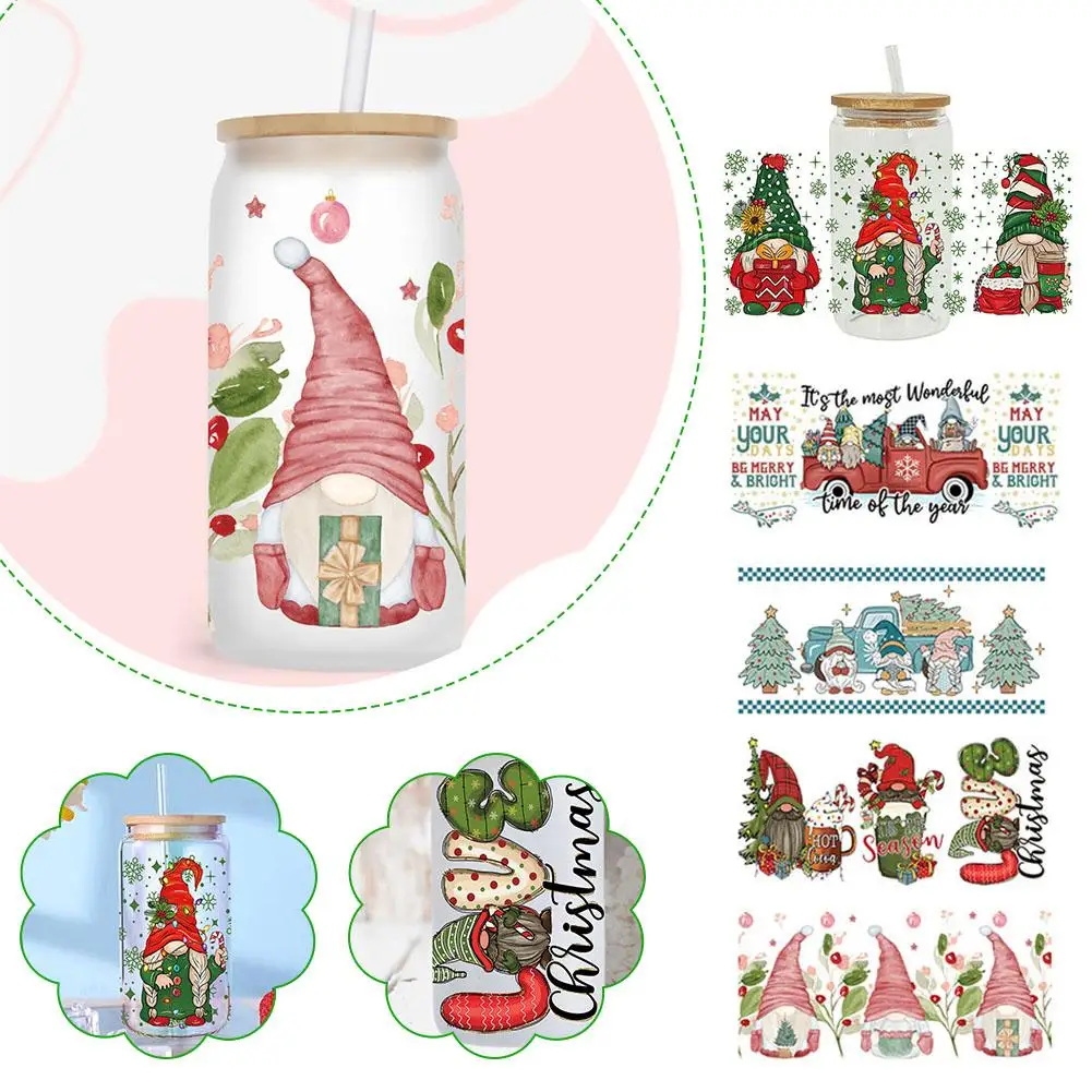 

UV DTF Cup Wrap Transfer Sticker Coffee Cow Theme Rub On Transfers DIY Waterproof Decals For Crafting 16OZ Xmas Glass Cup R1S3