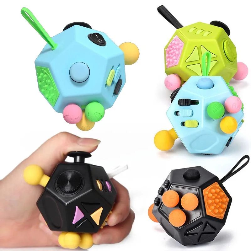Fidget Cube EDC Anti Stress Relief Toys Anxiety Antistress Sensory Fidgeting Dice Toy For Kids Adults Autism ADHD Focus 12 Sides