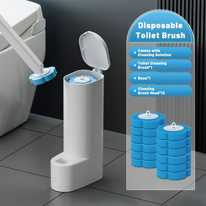 Disposable Toilet Brush Cleaner Long Handle Bathroom Cleaning Kit Replaceable Head Toilet Bowl Brush WC Accessories Tool