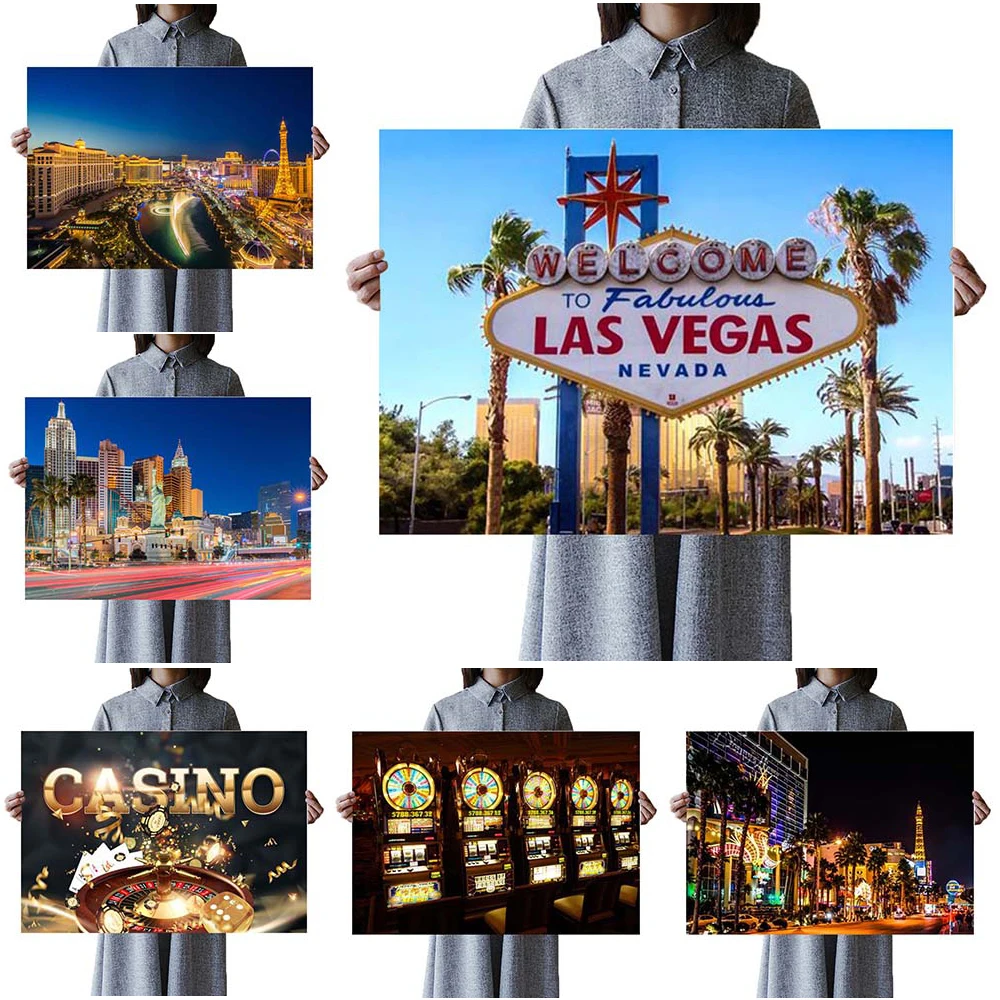 

Las Vegas City Night View Nordic Poster Casino Gamble Wall Art Canvas Painting Wall Pictures For Living Room Home Decor Unframed