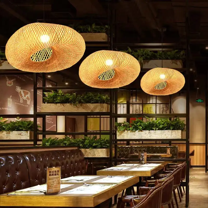 

100% hand woven bamboo and wood chandelier, suitable for hotel garden, dining room, study, living room, lighting, handmade lamp