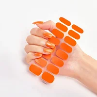 16Tips Nude Semi-Cured Gel Nail Wraps Sticker Long-Lasting UV LED Lamp French Nail Decal Full Cover Waterproof Semi-Cured Sticke 2