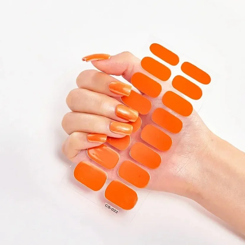 16pcs Semi-Cured UV Nail Sticker Full Cover Nail Polish Strips Lamp-solidify Fingertip Self-Adhesive Nails Gel UV Decals 3