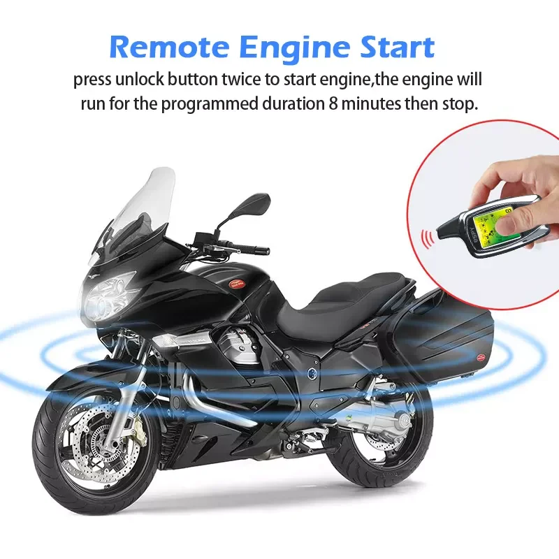 SPY Two Way Motorcycle Security Alarm System Wireless Remote Start Engine