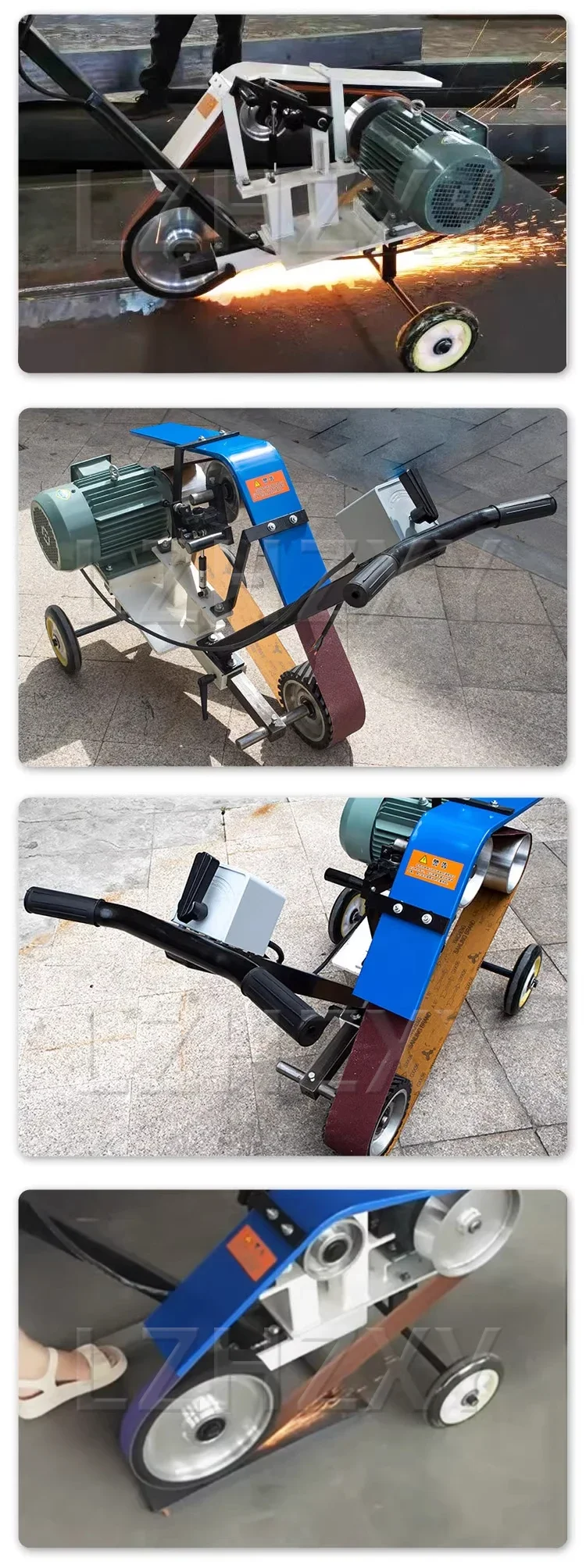 Hand-pushed belt sander Steel plate welding grinder Tank body internal polishing