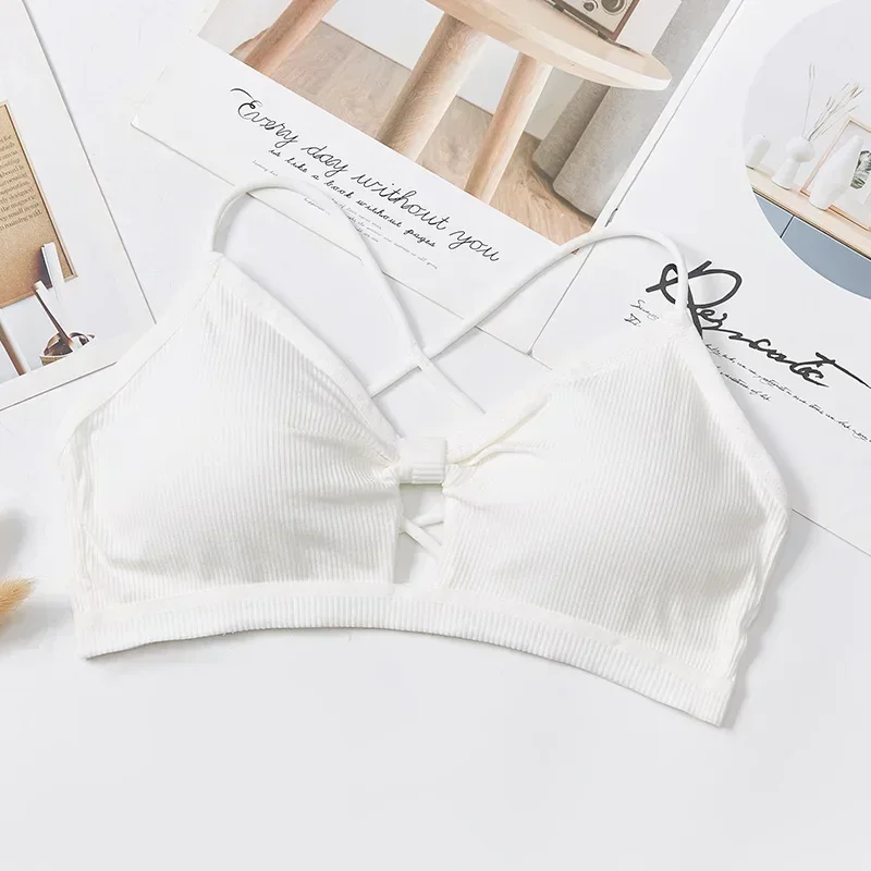 Sexy Threaded Sports Yoga Bra Pure Cotton Sports Bra Fitness Top Breathable Strap Underwear Brapads Wrap Chest women lingerie bra