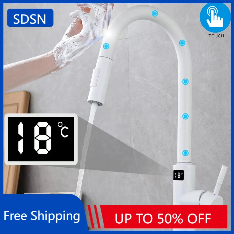 Touch Digital Kitchen Faucet 304 Stainless Steel Hot Cold Kitchen Sink Mixer Tap Single Hole Digital Touch on Kitchen Faucets