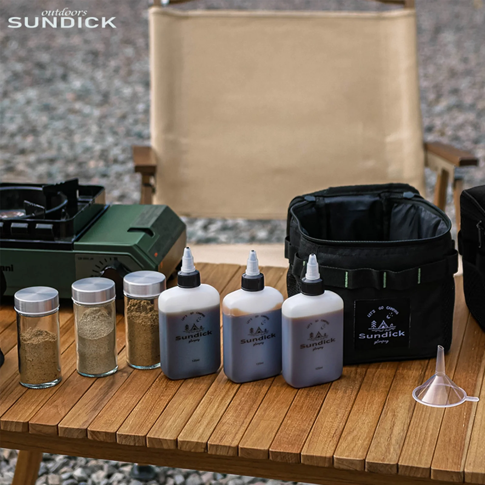 SUNDICK Camping Seasoning Bottle Set with Storage Bag Outdoor Spice Jar Portable Multifunctional Lightweight for Outdoor Picnic spice container