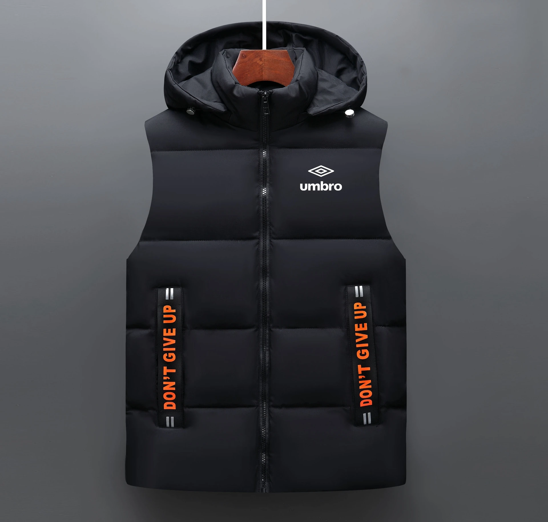 

Umbro Down Vest Men Waterproof Vest Hooded Collar Men Padded Vest Lightweight for Men Zip-up Waistcoat Winter Clothes with Hood