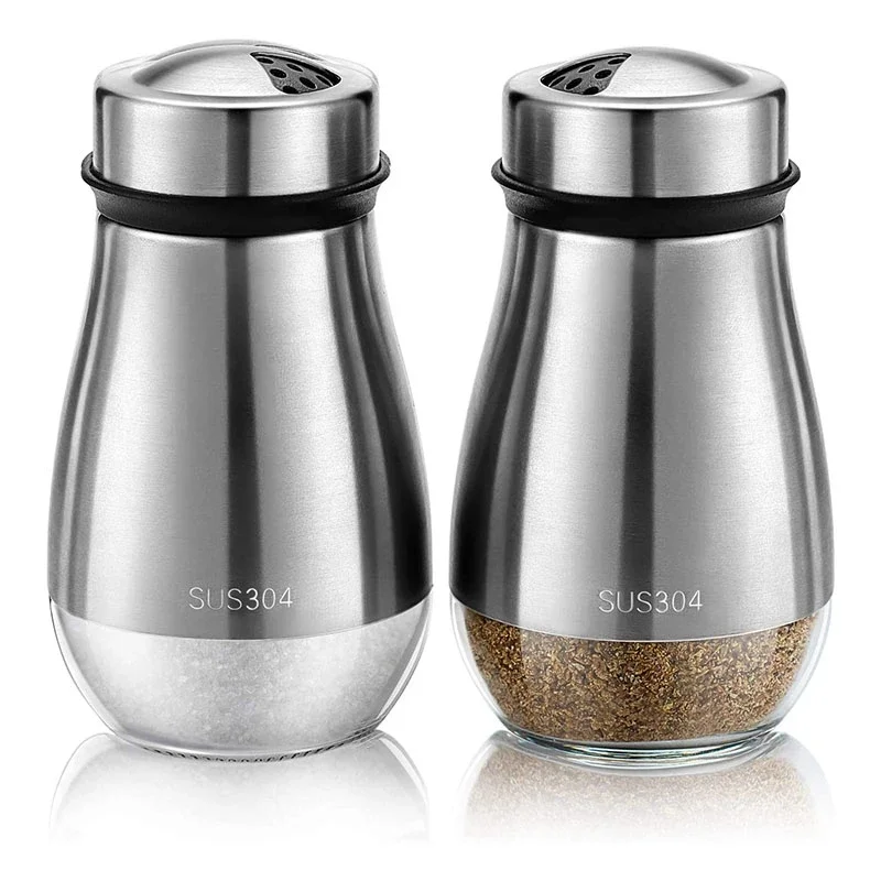 Salt and Pepper Shakers Original 2Pcs Salt and Pepper Shakers Set Salt Shaker with Adjustable Pour Holes Pice Dispenser Refillable