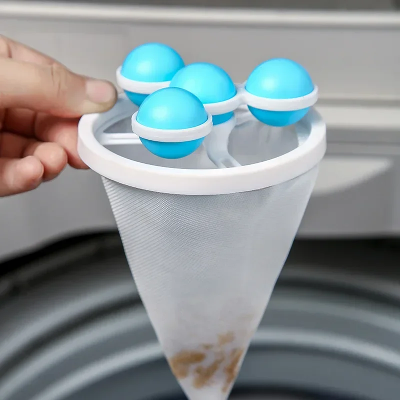 Washing Machine Filter Bag Reusable Mesh Laundry Ball Floating Lint Hair Catcher Pet Hair Remove Dirt Collection Cleaning Tools