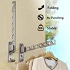 Wall Mounted Clothes Hanger No Punching Folding Drying Racks Collapsible Multi-Purpose Clothes Drying Rack Bathroom Space Saving 1