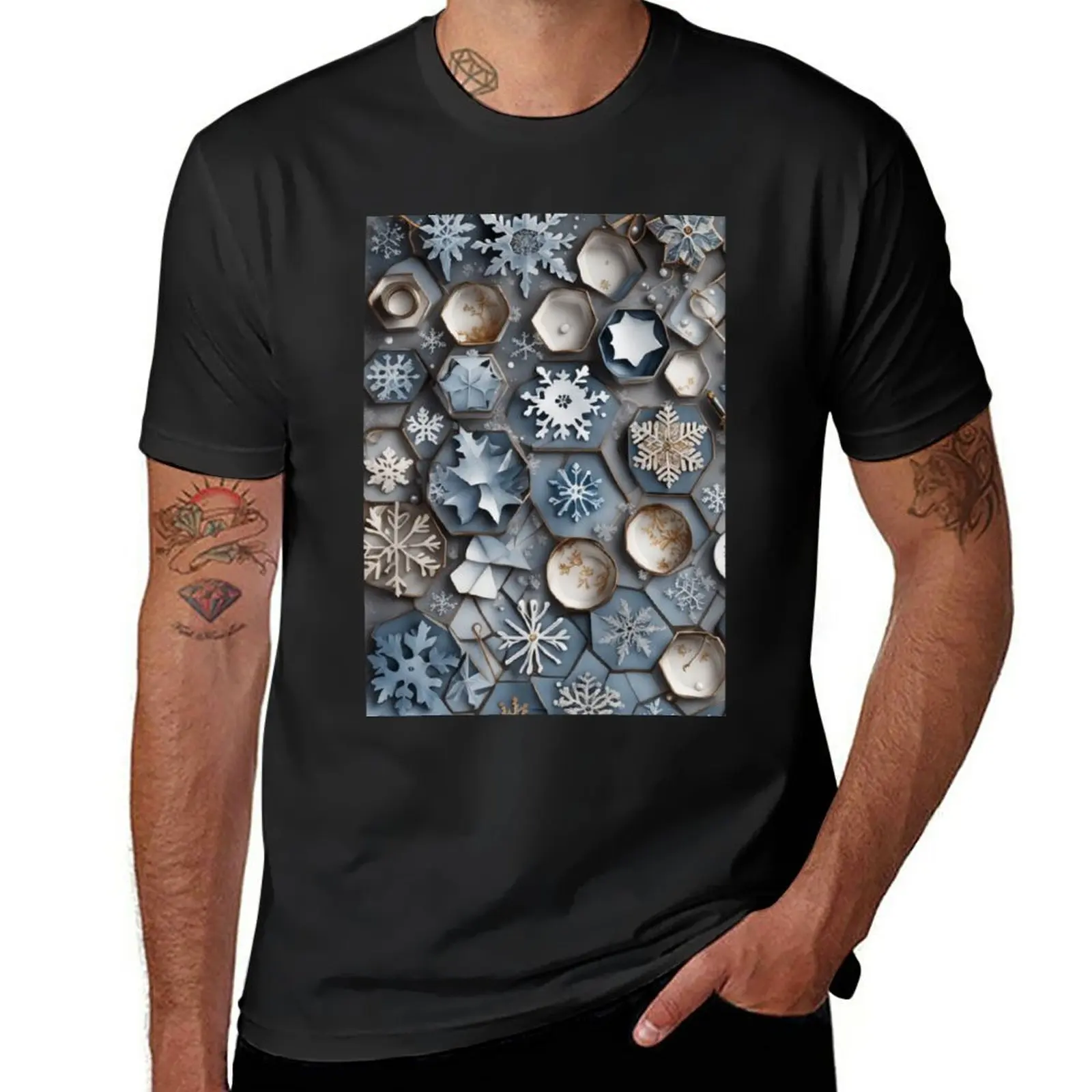 

Winter Time Holiday Season Christmas Snow Flakes 3 T-Shirt summer top designer t shirt men