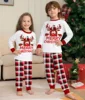 Merry Christmas Print Matching Family Outfits 2024 Winter Cartoon Cute Plaid Pajamas Set Soft Casual Sleepwear Pyjamas Xmas Look 3