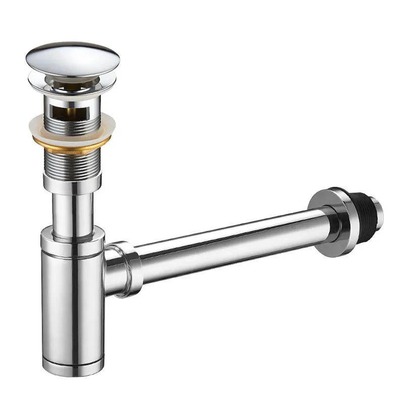 Lavabo Da Bagno In Ottone Rubinetto Per Lavabo Bottiglia P-Trappole Collegamento A Parete Scarico Idraulico Scarico Pop-Up Oro, Gunmental, Nero, Croma