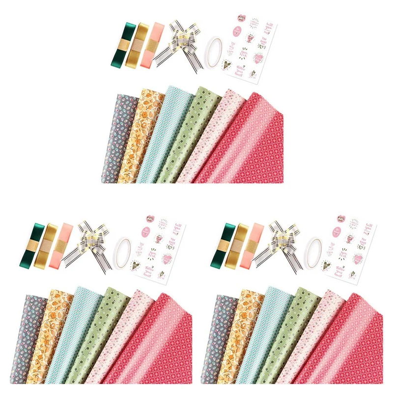 

Wrapping Paper Sheets,Birthday Wrapping Paper Included 18 Pcs Gift Wrap Papers,Ribbon Present Gift Wrapping Paper