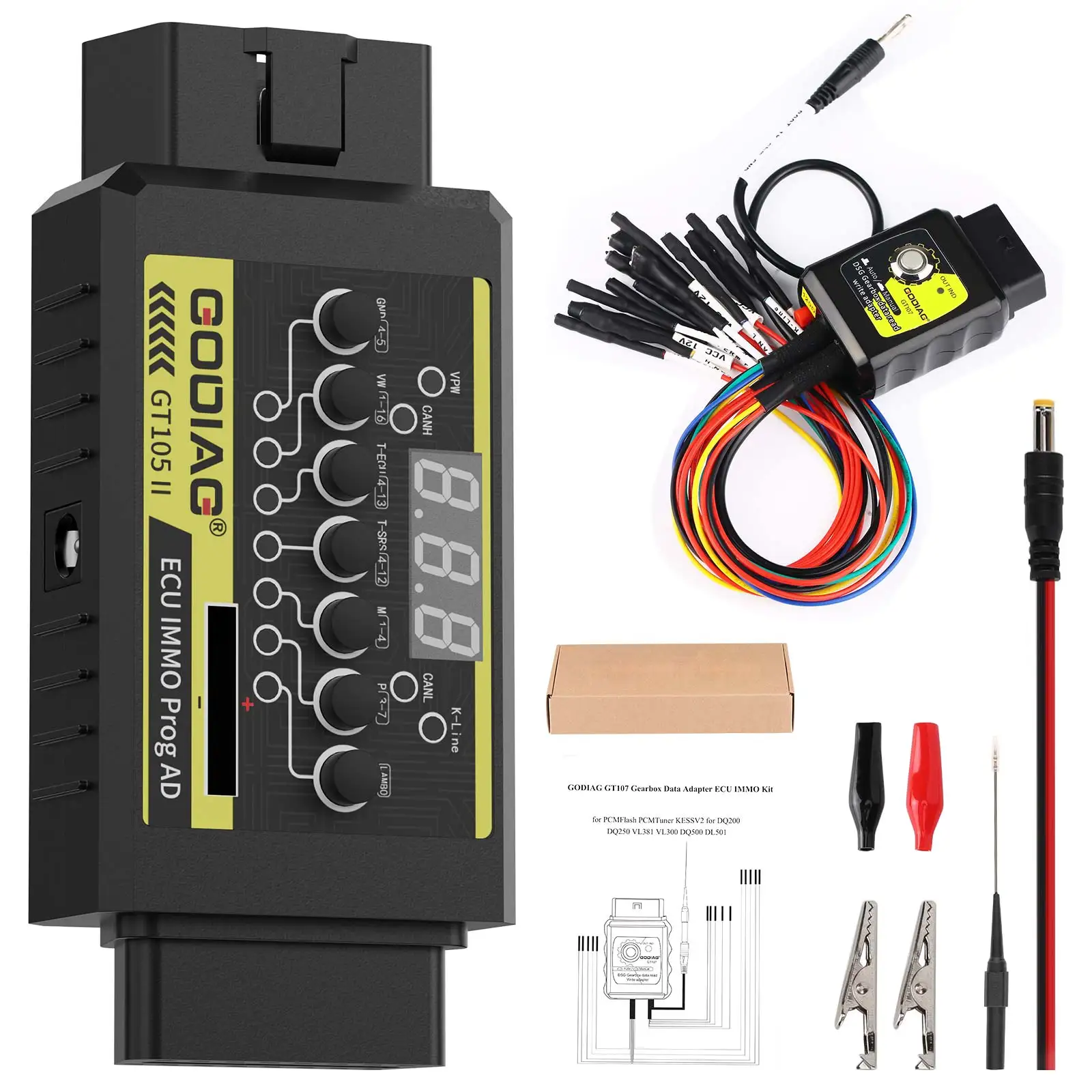 GODIAG GT107 + GT105 II DSG Gearbox Data Read/Write Adapter ECU IMMO Kit for DQ250 DQ200 VL381 VL300 DQ500 DL501 For PCMFlash
