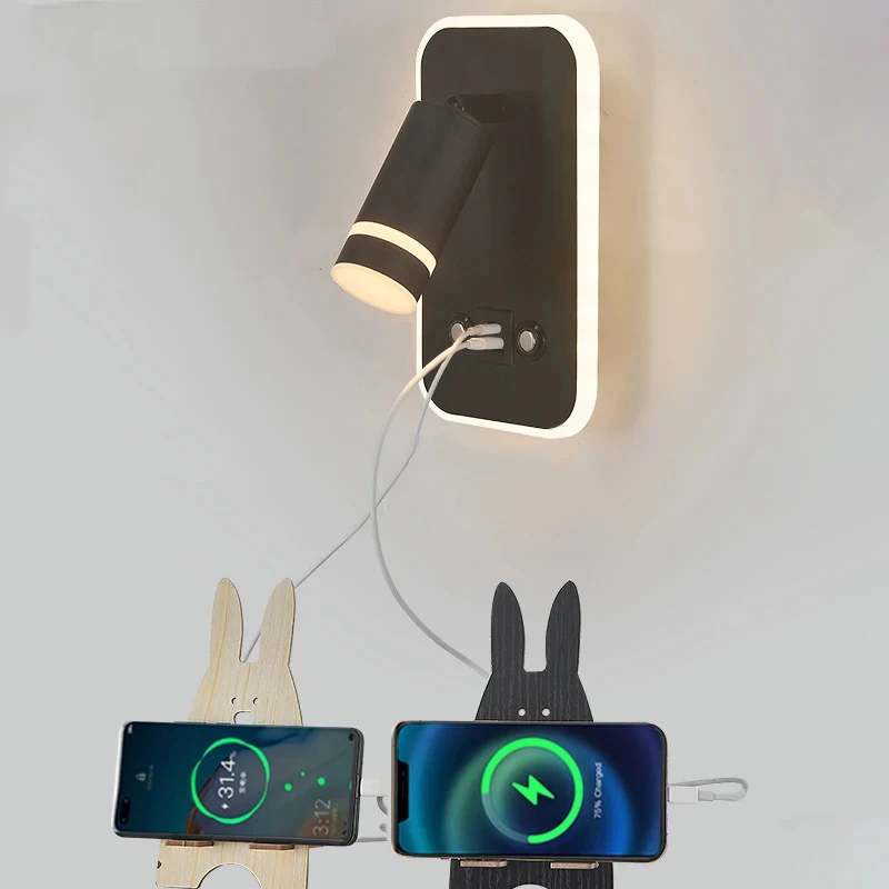Bedside Wall Lamp Usb Charging Touch Dimming Switch Wall Mounted