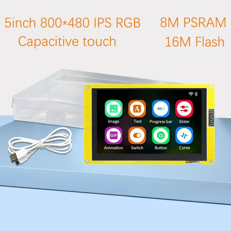 Smart Display Rgb Lcd Module Esp32-s3 Hmi 8m Psram 16m Flash Polegada Ips Tela Tft para Arduino gl Wifi Bluetooth 800×480