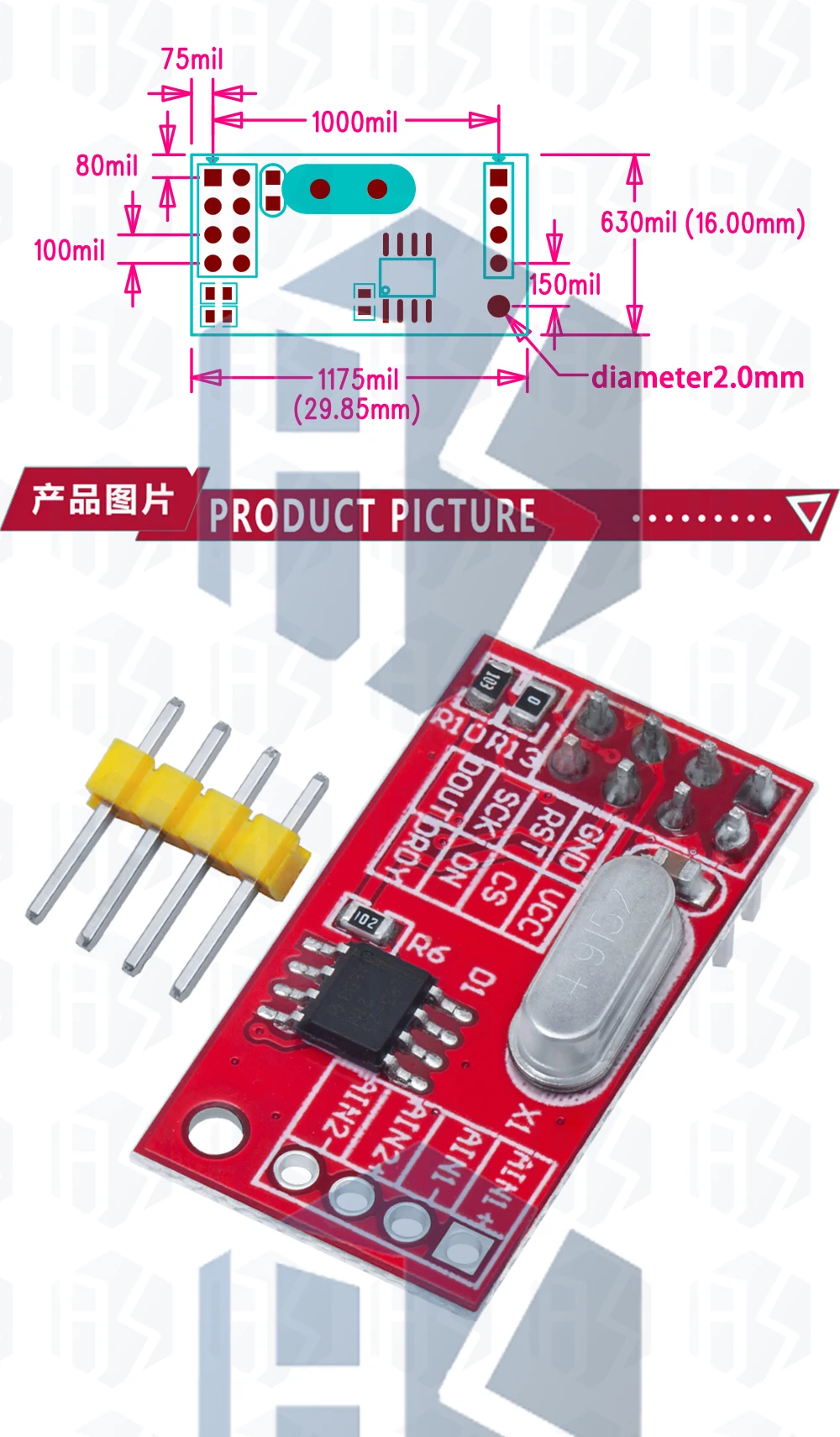 1~10 Stück EGBO AD7705 Dual 16-Bit-ADC-Datenerfassungsmodul mit programmierbarer Eingangsverstärkung und SPI-Schnittstelle – Detail 5