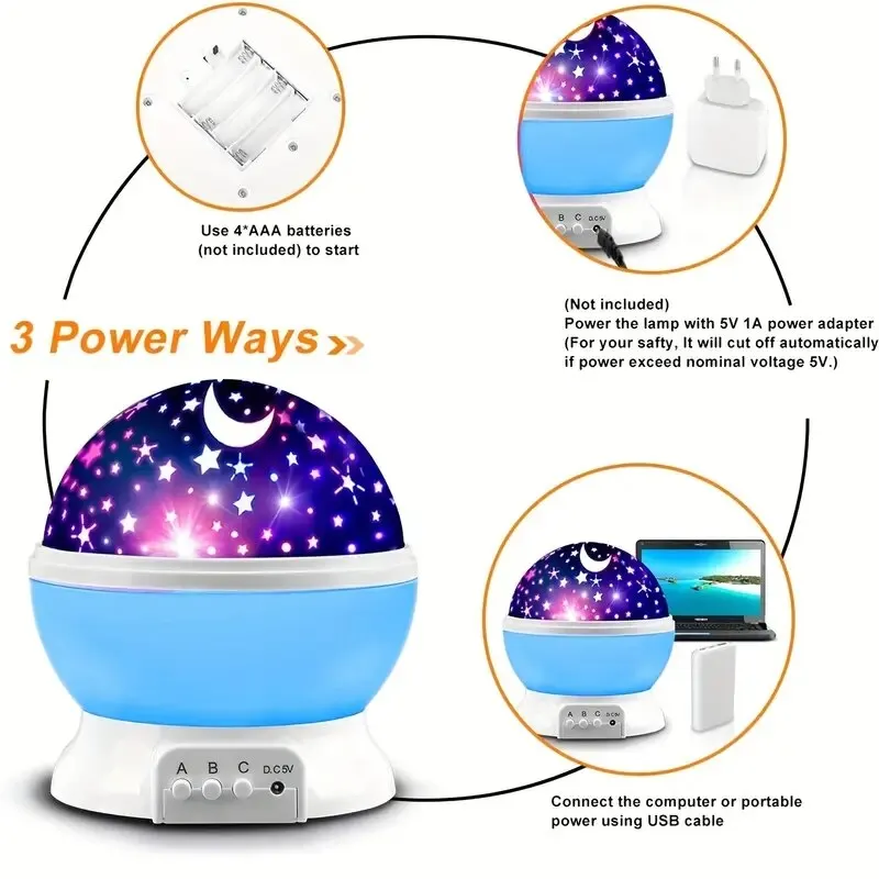Starry sky lamp galaxy projector rotating LED night light planetarium children bedroom star night lights moon light kids gift
