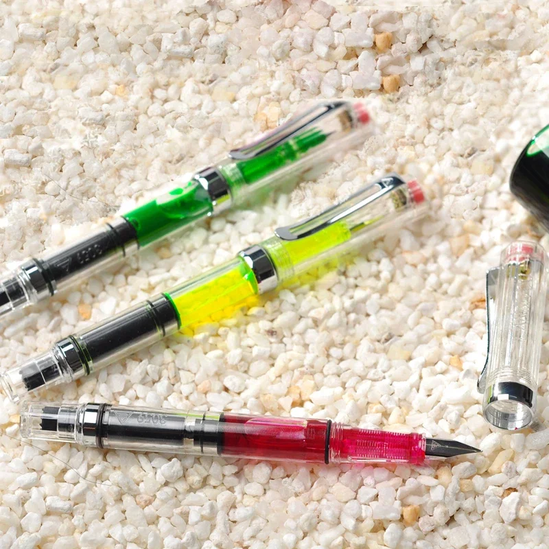 Student Practise Calligraphy Plastic Transparent Fountain Pen F Nib 0.5mm Hooded Nib 0.38mm Color Ink Pens School Supplies fountain pen fountain pen ink metal pen calligraphy pen pen set