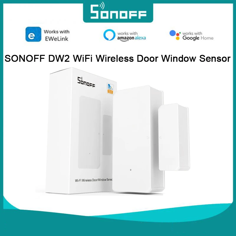 

Беспроводной датчик окон и дверей SONOFF DW2, Wi-Fi детекторы открытия/закрытия, дистанционное управление через приложение EWeLink, охранная сигнализация для умного дома