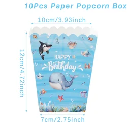 Underwater Animal Themed Gift Bags for Party Favors and Decorations - Set of 10/25/50 (10pcs popcorn box)