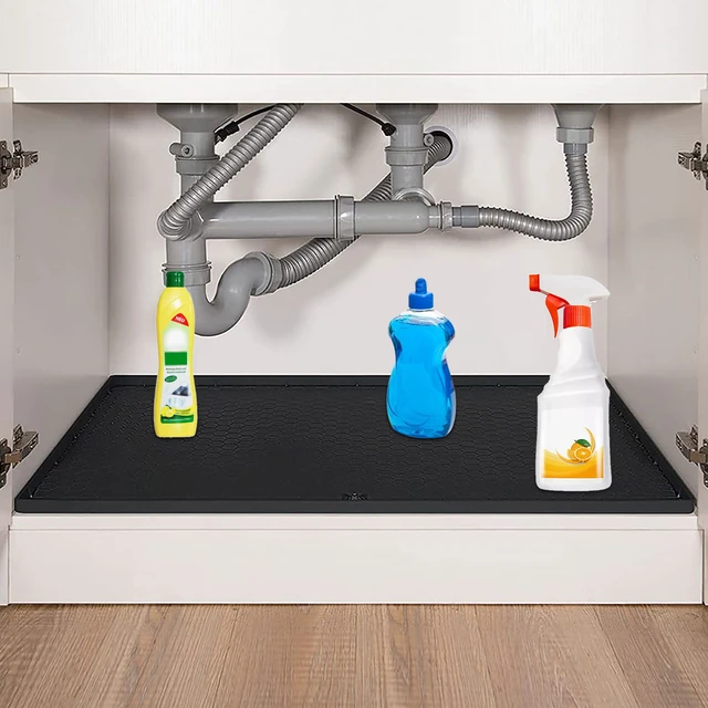 Under Sink Liner, Silicone Mats Shelf Liner for Kitchen Cabinet