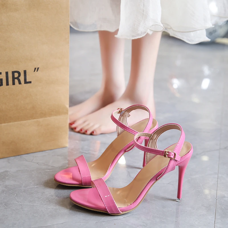 Women Sandals 45 Summer High Heels Open Toe Buckle Party Shoes