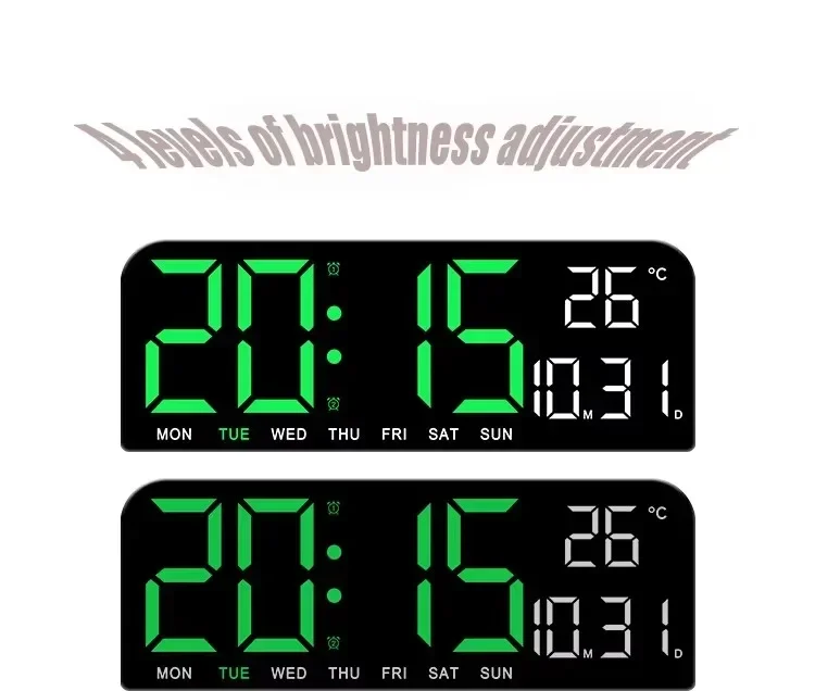 Sveglia da tavolo con LED digitale orologio da parete controllo vocale temperatura, data, visualizzazione settimana (A
