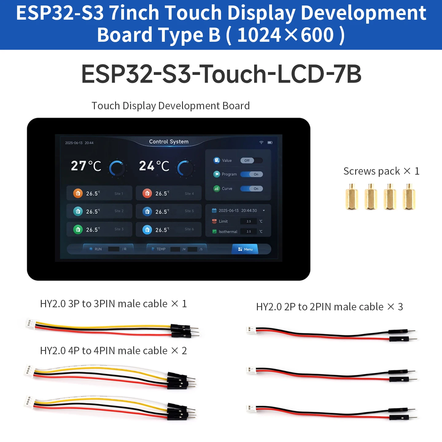 ตัวเลือกสินค้า บอร์ดพัฒนา ESP32-S3 จอสัมผัส 7 นิ้ว สำหรับ HMI