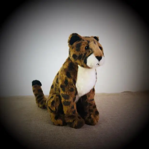 new plush sitting leopard toy real life leopard doll gift about 35cm