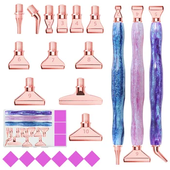 1 ensemble de stylos de peinture diamant en résine 5D avec têtes de stylo de remplacement en métal, multi-placers, stylos de forage pour bricolage, outil d'art des ongles en diamant 1