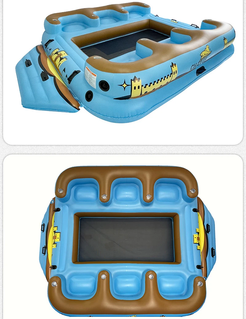 Pvc Comfort Backrest 6 Person Party Floating Island Multiposition