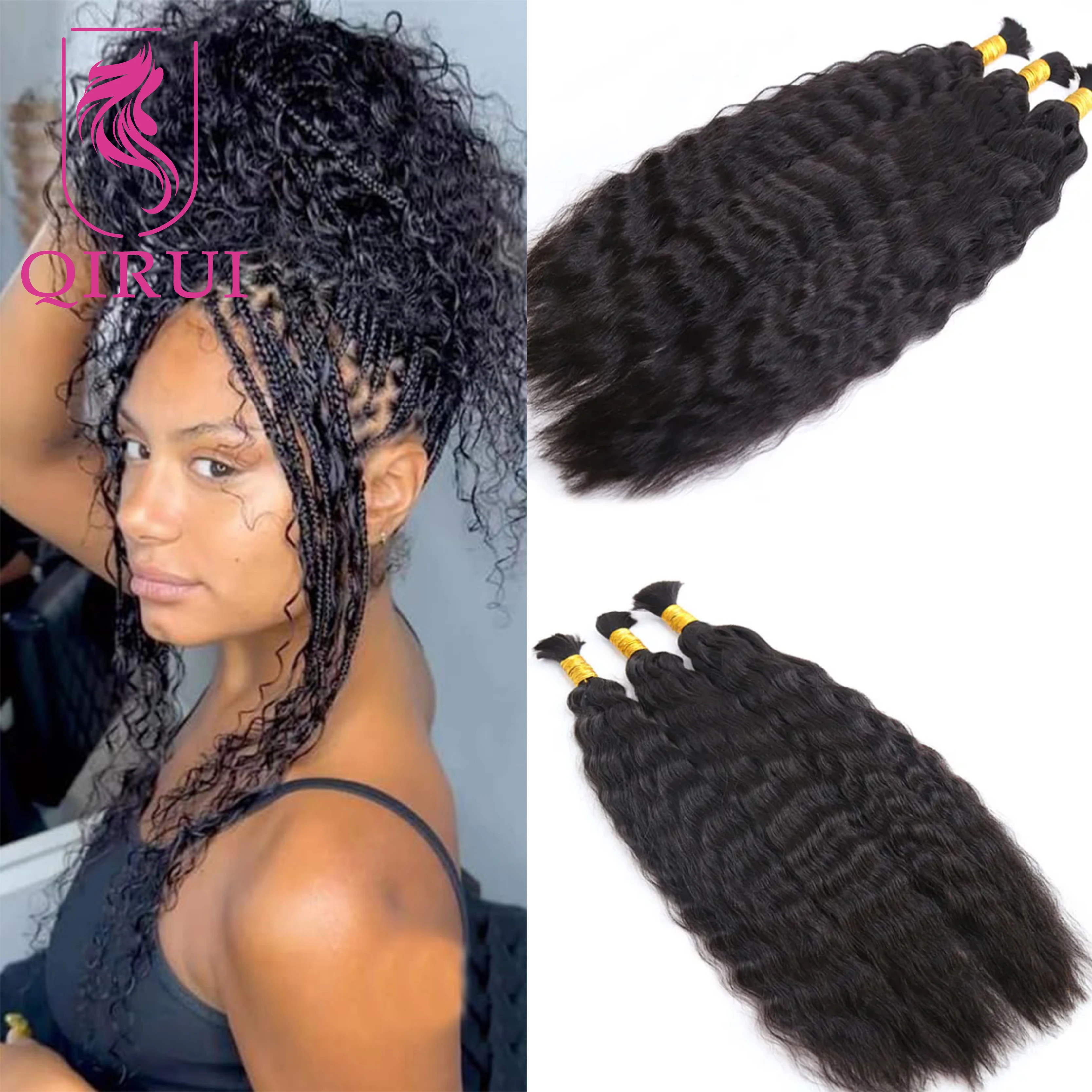 Wet And Wavy Bulk Human Hair For Braiding Color 27 30 Double Drawn Burmese Boho Braids Bulk Human Hair Bundles No Weft