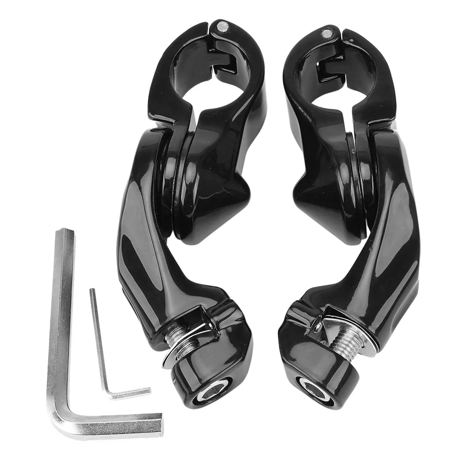 

1 Pair Motorcycle Foot Pegs Highway Adjustable Short Angled 1 1/4 Inch 32mm Engine Guard Footrest Brackets